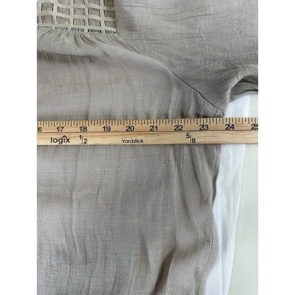 Alex Women’s 1X Tunic Top Sheer Lace Yoke Tan/taupe Boho Beach Lagenlook - Picture 14 of 16